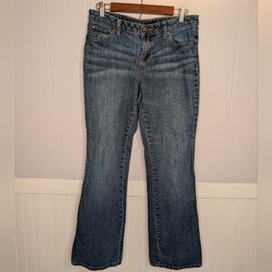 Bisou Bisou Y2K Bootcut Jeans Medium Wash Distressed Size 8